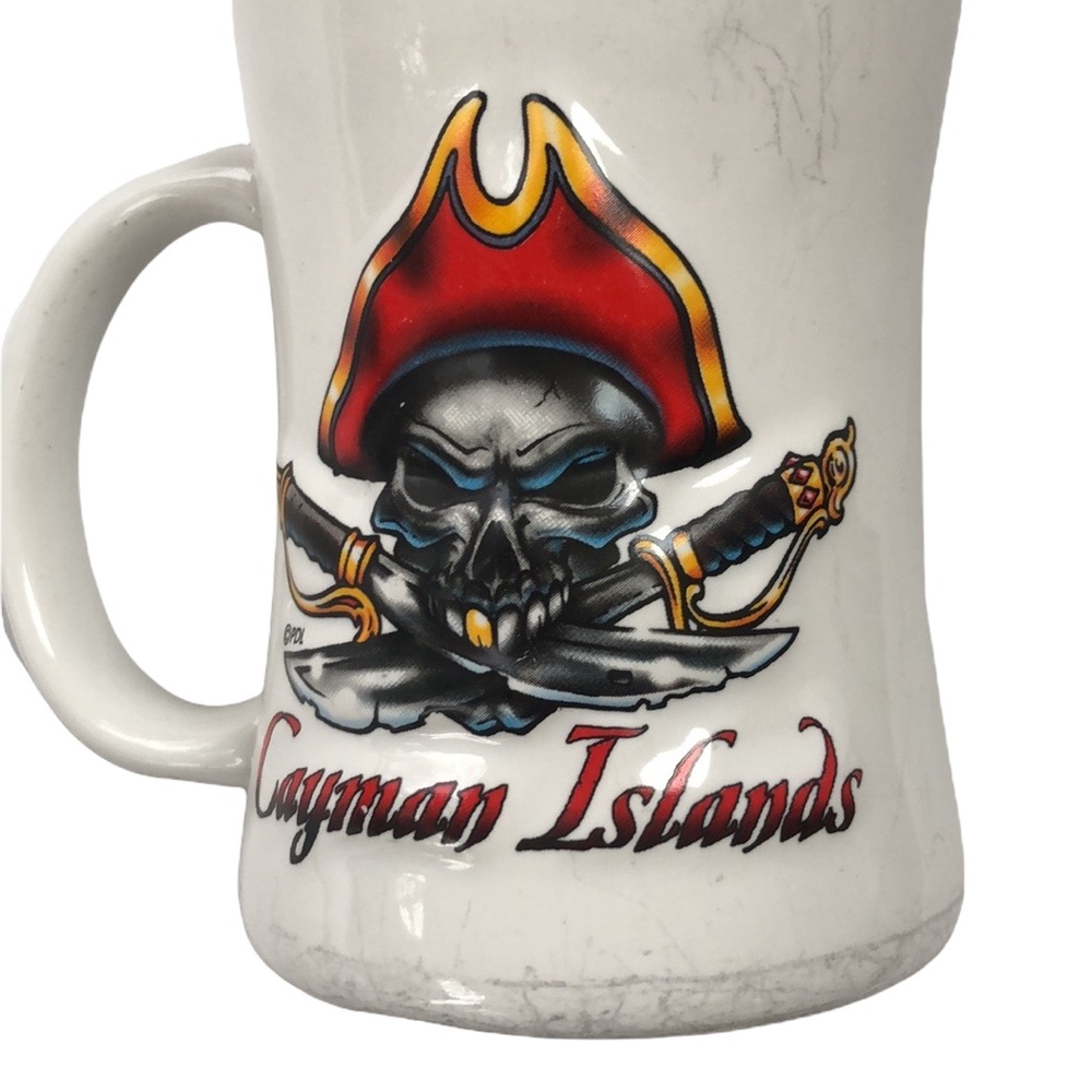 Pirate Skull Skeleton Gold Tooth With Swords Knives Cayman Islands Mug